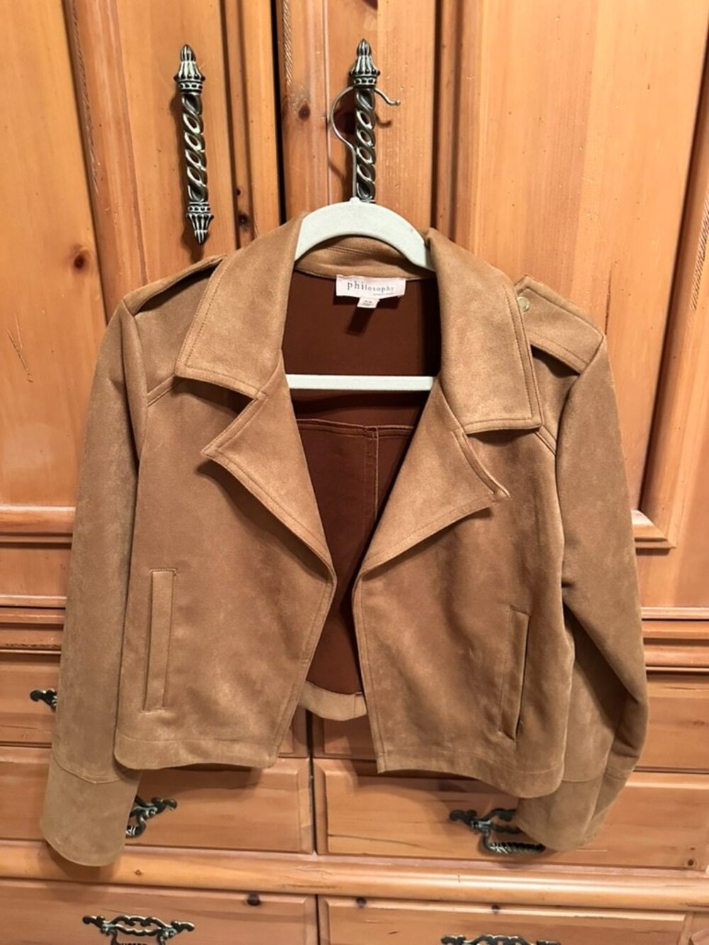 Philosophy Republic Clothing Faux Suede Moto Jacket Camel Tan Medium
